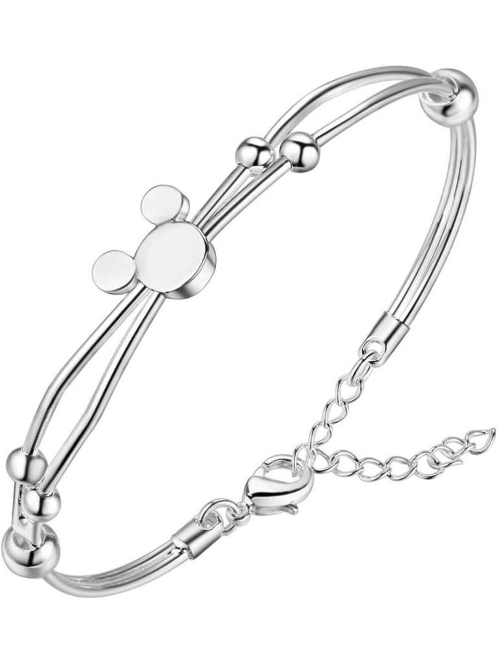 Charming Sterling Silver Mouse Bracelet for Women - Adjustable Cute Animal